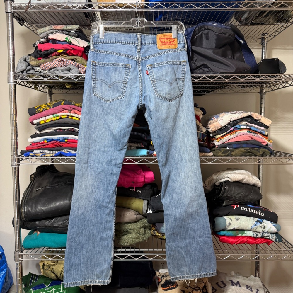 Levi's 527 Jeans Mens 29x30 Blue Slim Bootcut Denim Distressed Faded Western Y2K